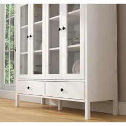Vitriinikaappi Linento Furniture FRN-20071, 130x136cm, valkoinen/ruskea