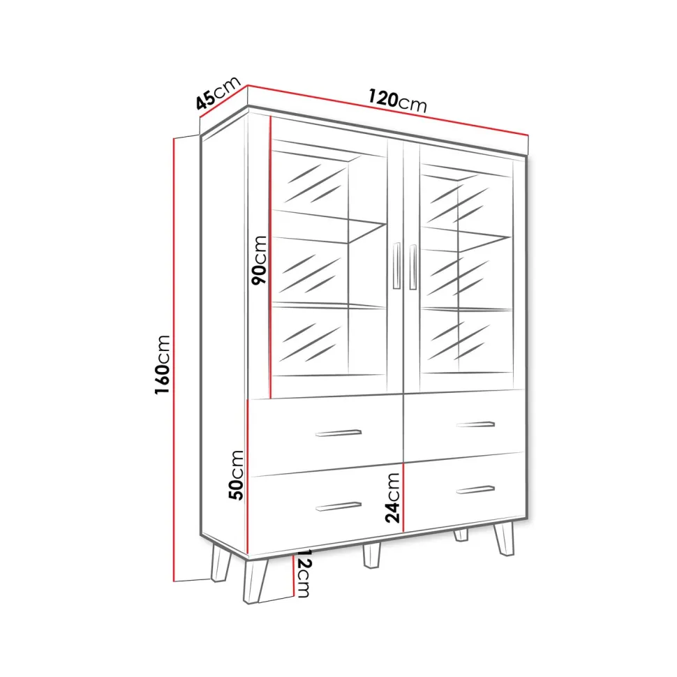 Vitriinikaappi LOTTA II 120 2D4S, beige/musta (2711)