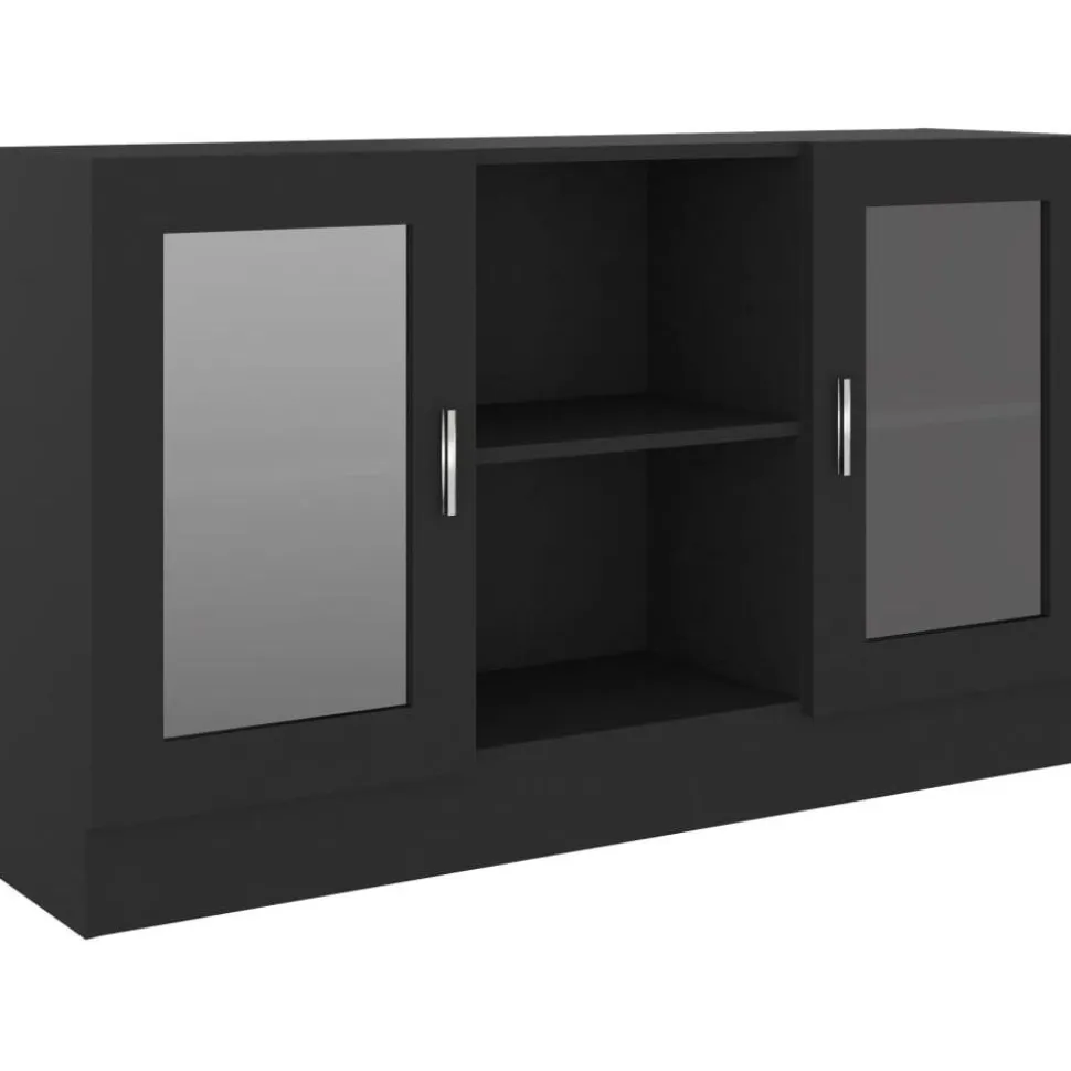 Vitriinikaappi musta 120x30.5x70 cm lastulevy