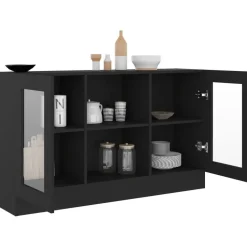 Vitriinikaappi musta 120x30.5x70 cm lastulevy