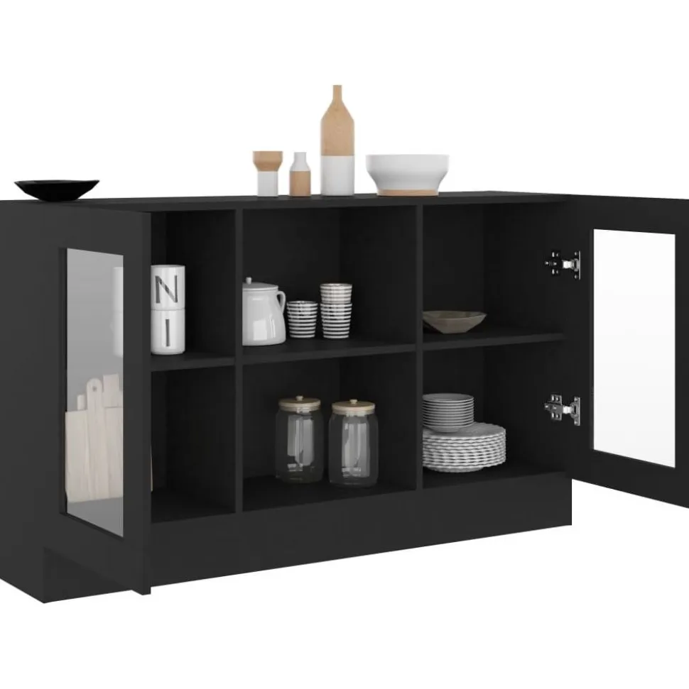 Vitriinikaappi musta 120x30.5x70 cm lastulevy