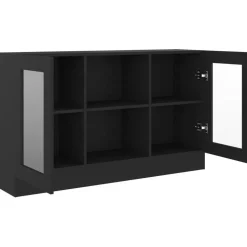 Vitriinikaappi musta 120x30.5x70 cm lastulevy
