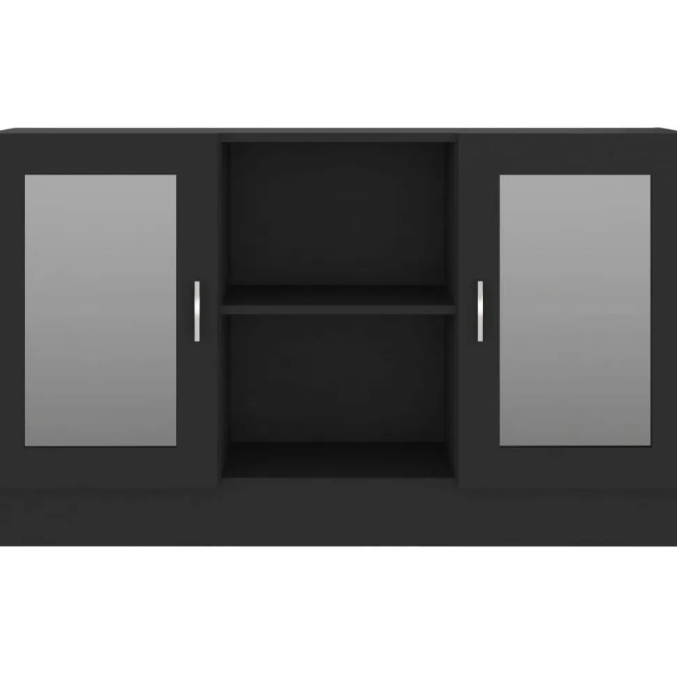 Vitriinikaappi musta 120x30.5x70 cm lastulevy