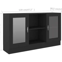 Vitriinikaappi musta 120x30.5x70 cm lastulevy