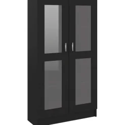 Vitriinikaappi musta 82.5x30.5x150 cm lastulevy