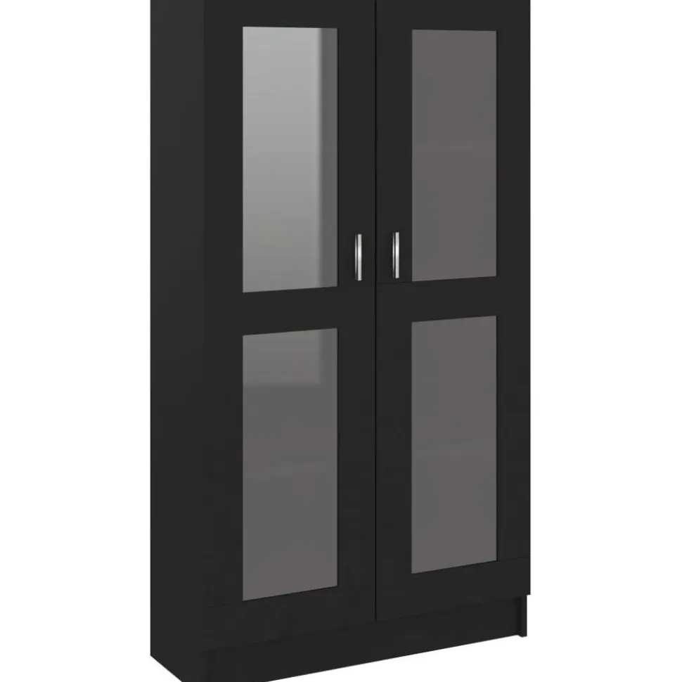 Vitriinikaappi musta 82.5x30.5x150 cm lastulevy
