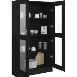 Vitriinikaappi musta 82.5x30.5x150 cm lastulevy