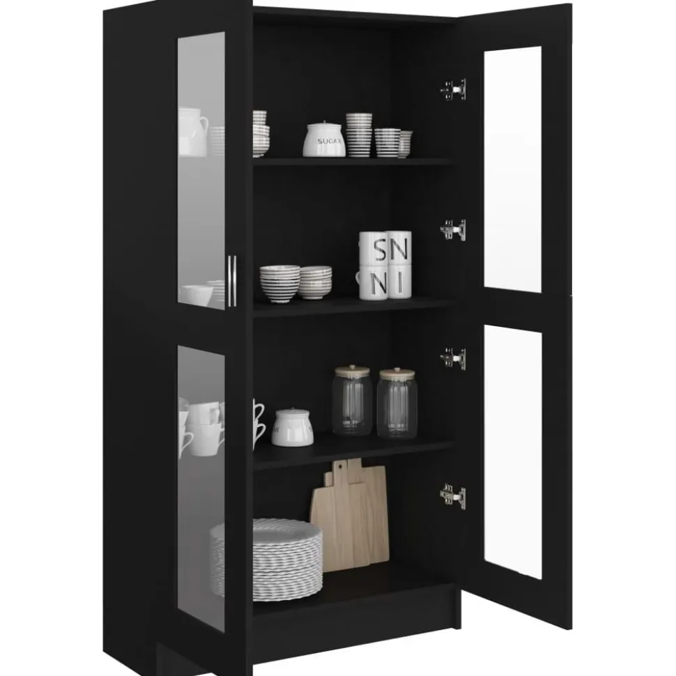 Vitriinikaappi musta 82.5x30.5x150 cm lastulevy
