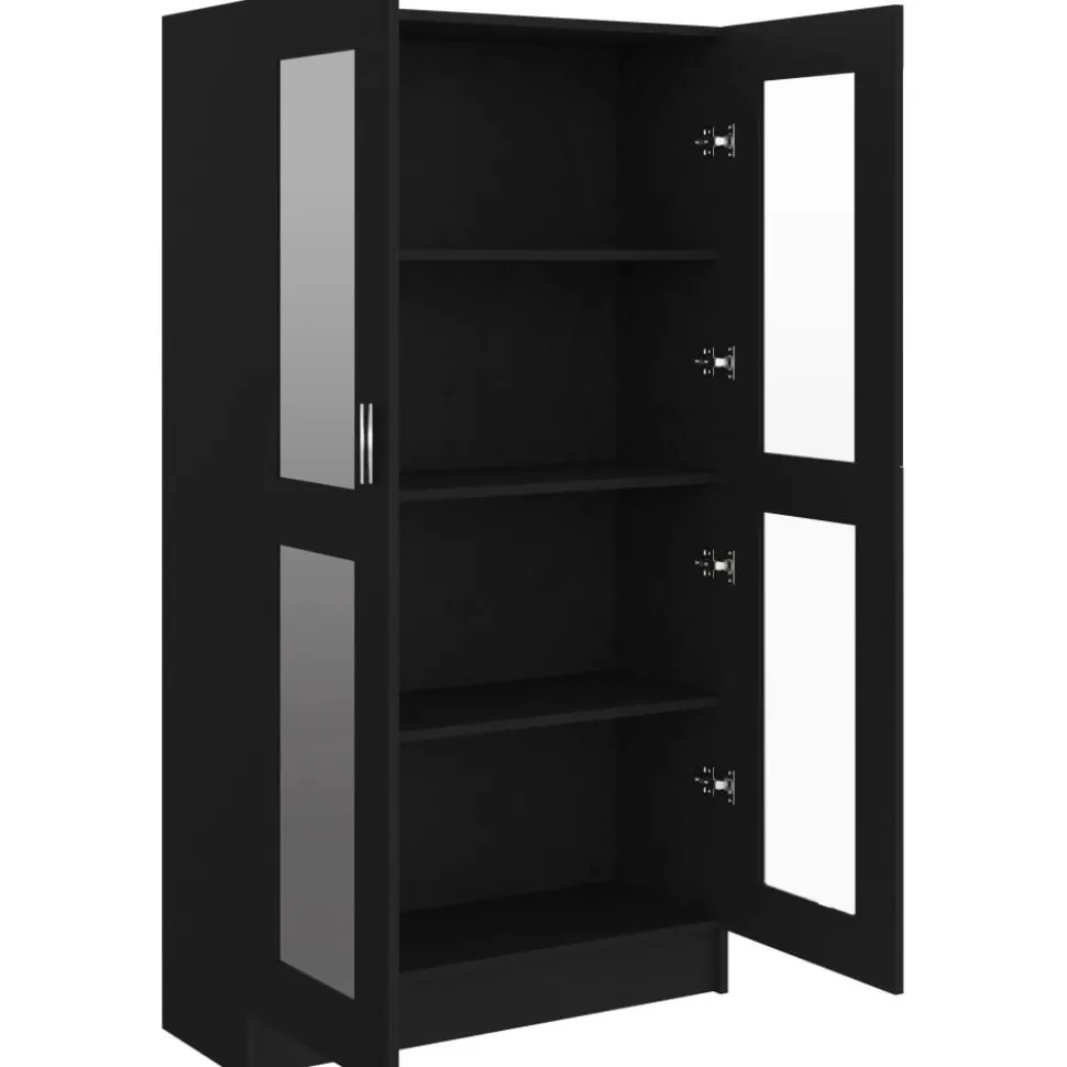 Vitriinikaappi musta 82.5x30.5x150 cm lastulevy
