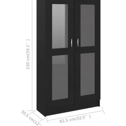 Vitriinikaappi musta 82.5x30.5x150 cm lastulevy