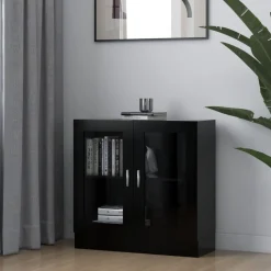 Vitriinikaappi musta 82,5x30,5x80 cm lastulevy