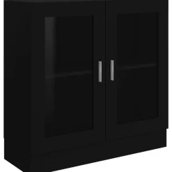 Vitriinikaappi musta 82,5x30,5x80 cm lastulevy