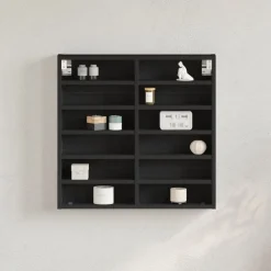 Vitriinikaappi musta 60x8,5x58 cm tekninen puu (47962)