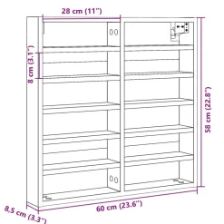 Vitriinikaappi musta 60x8,5x58 cm tekninen puu (47962)