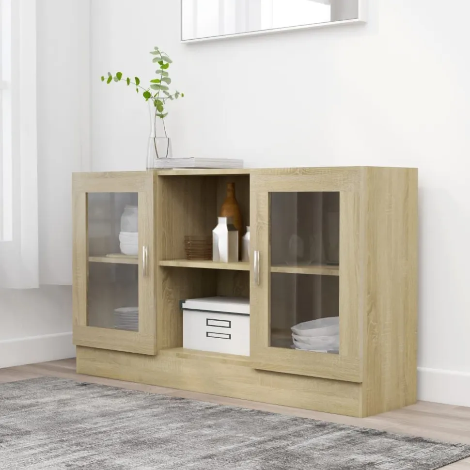 Vitriinikaappi sonoma-tammi 120x30,5x70 cm lastulevy