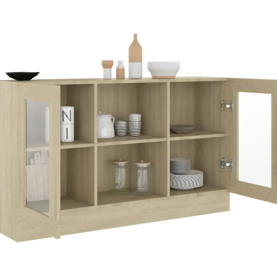 Vitriinikaappi sonoma-tammi 120x30,5x70 cm lastulevy