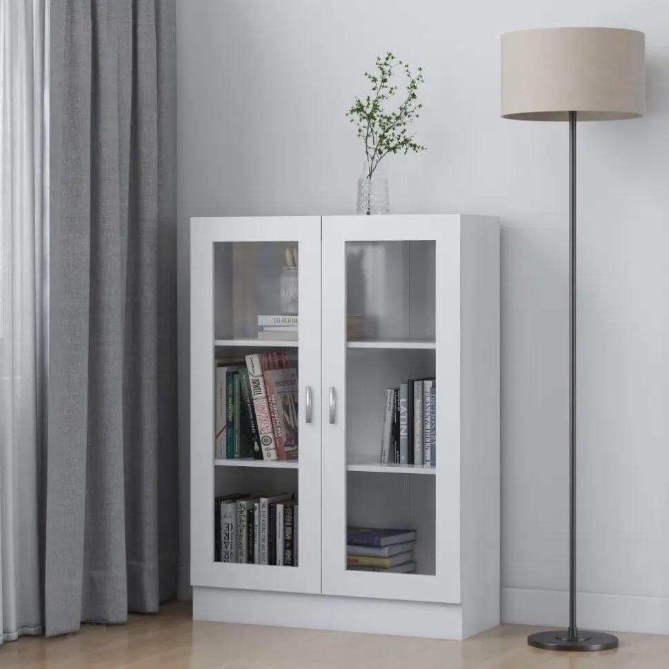 Vitriinikaappi valkoinen 82,5x30,5x115 cm lastulevy
