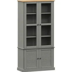 Vitriinikaappi VIGO harmaa 85x35x170 cm täysi mänty (53195)