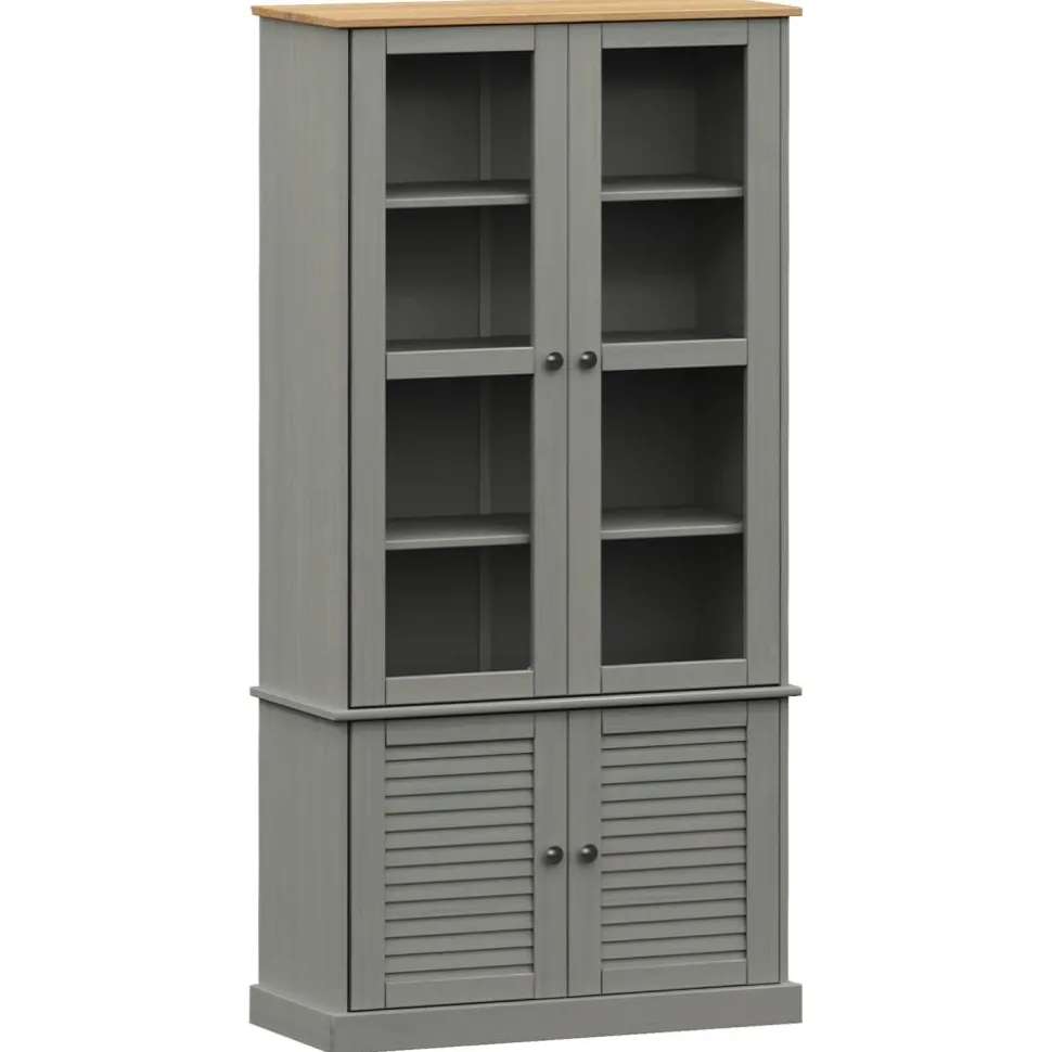 Vitriinikaappi VIGO harmaa 85x35x170 cm täysi mänty (53195)