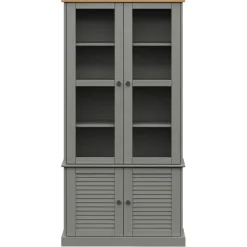 Vitriinikaappi VIGO harmaa 85x35x170 cm täysi mänty (53195)