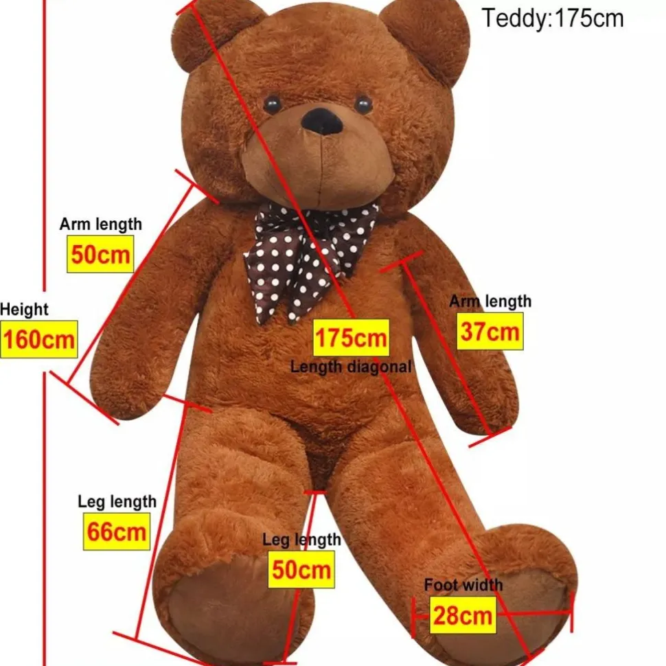 XXL Nalle pehmolelu 175 cm ruskea
