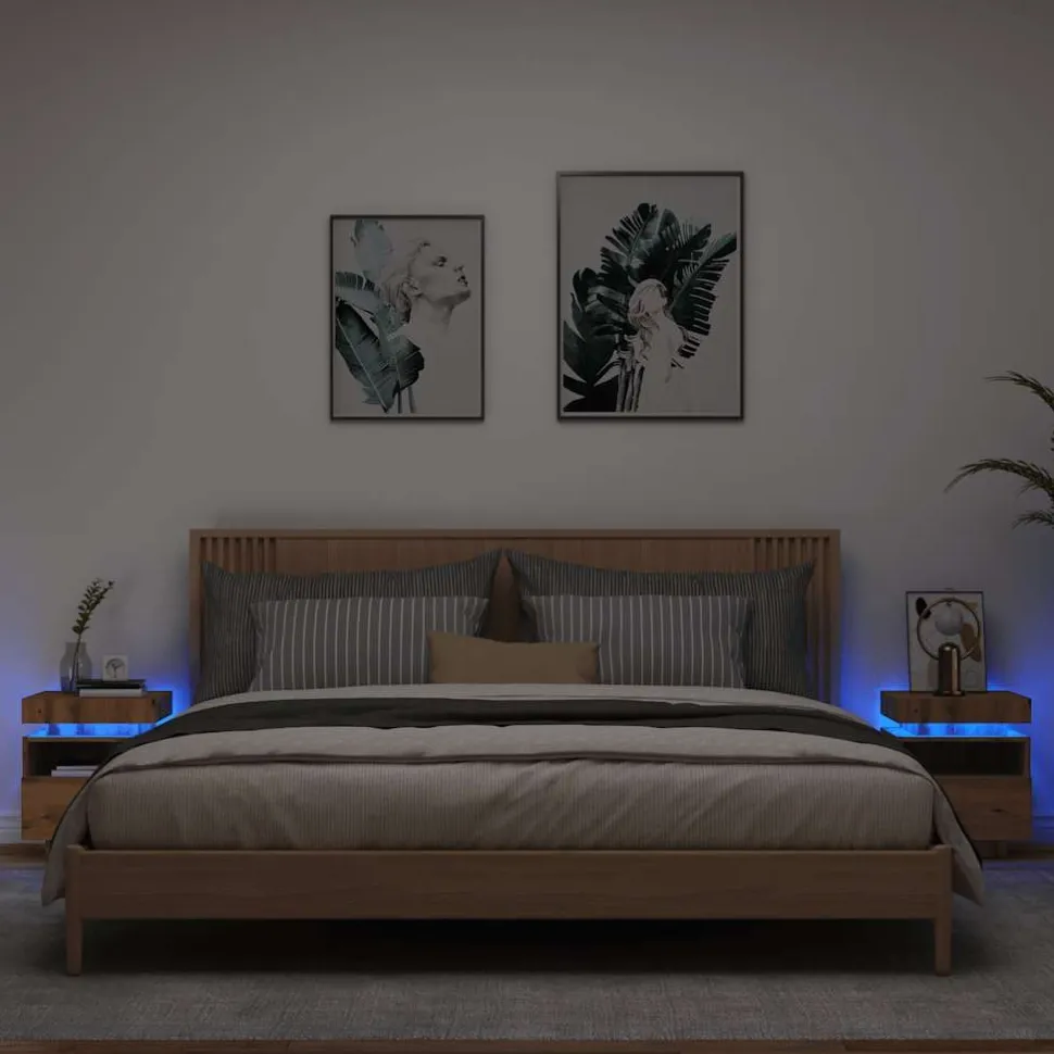 Yöpöydät LED-valoilla 40x39x48,5 cm, eri värejä ja pakkauskokoja (33073)